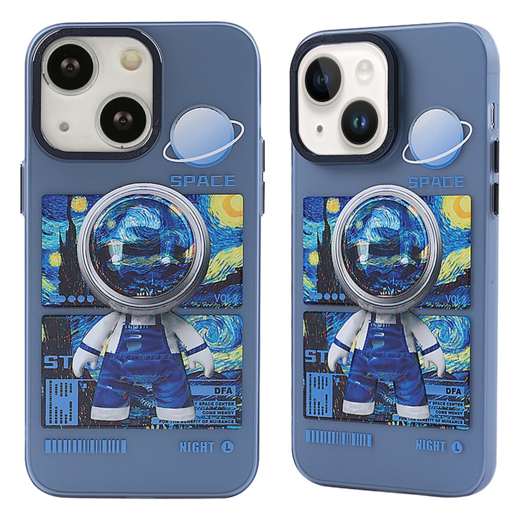  iPhone 14 Kılıf Prada Desenli Kapak - Prada Mavi - 1
