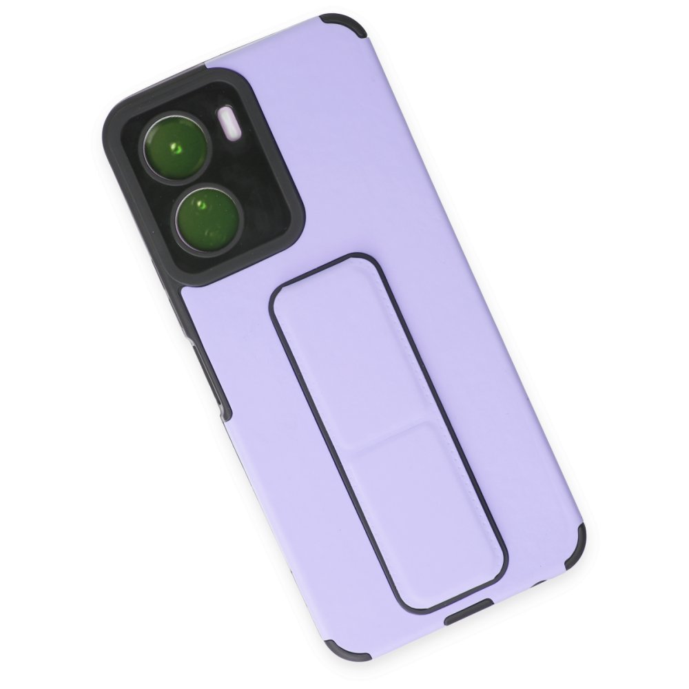  Vivo Y16 Kılıf Mega Standlı Silikon - Lila