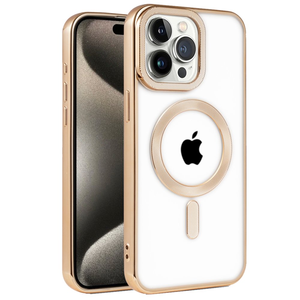  iPhone 14 Pro Max Kılıf Kronos Magsafe Kapak - Gold