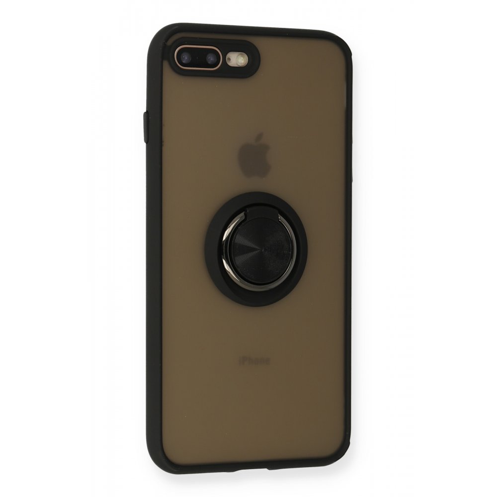  iPhone 7 Plus Kılıf Montreal Yüzüklü Silikon Kapak - Siyah