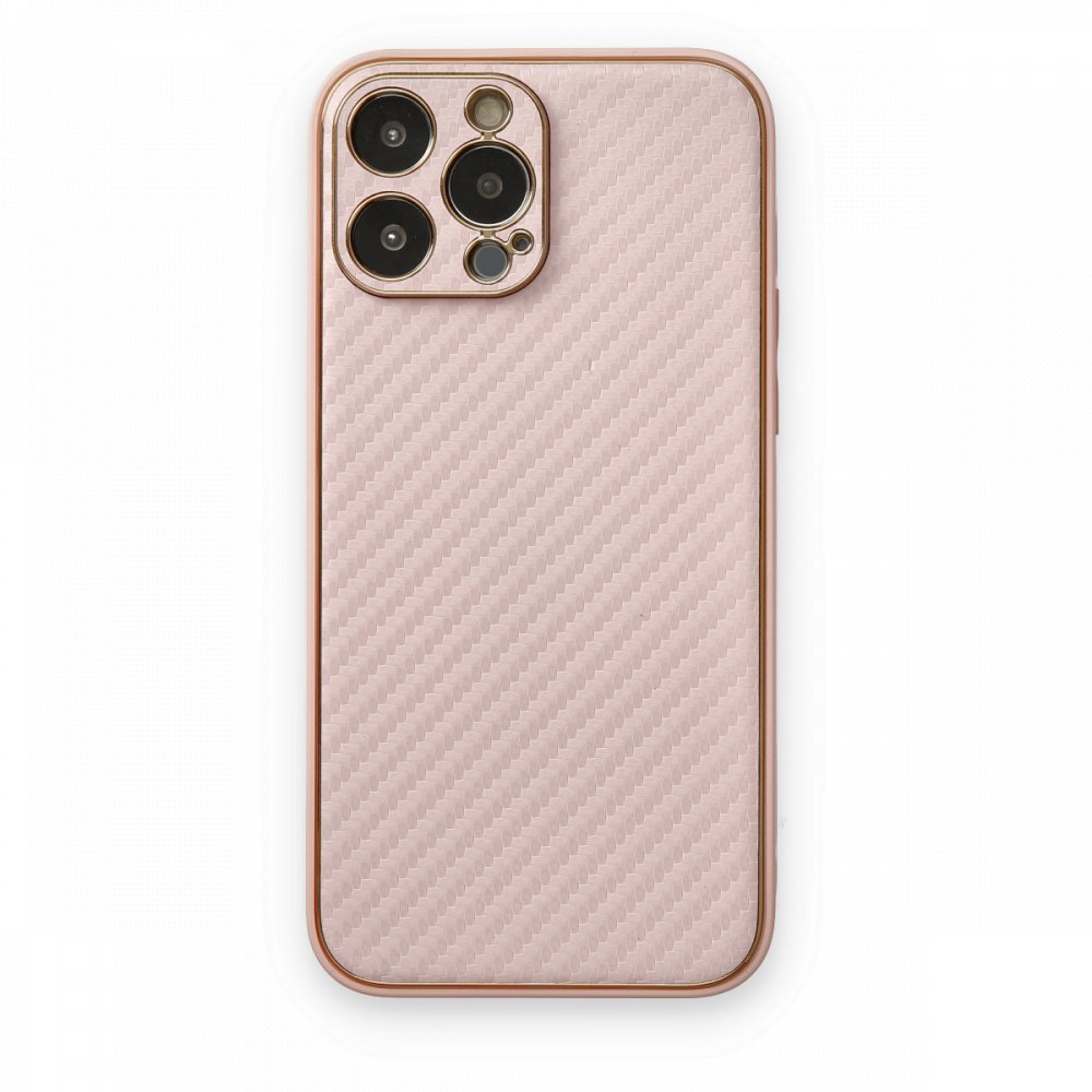 iPhone 13 Pro Max Kılıf Coco Karbon Silikon - Pembe  iPhone 13 Pro Max Kılıf Coco Karbon Silikon - Pembe