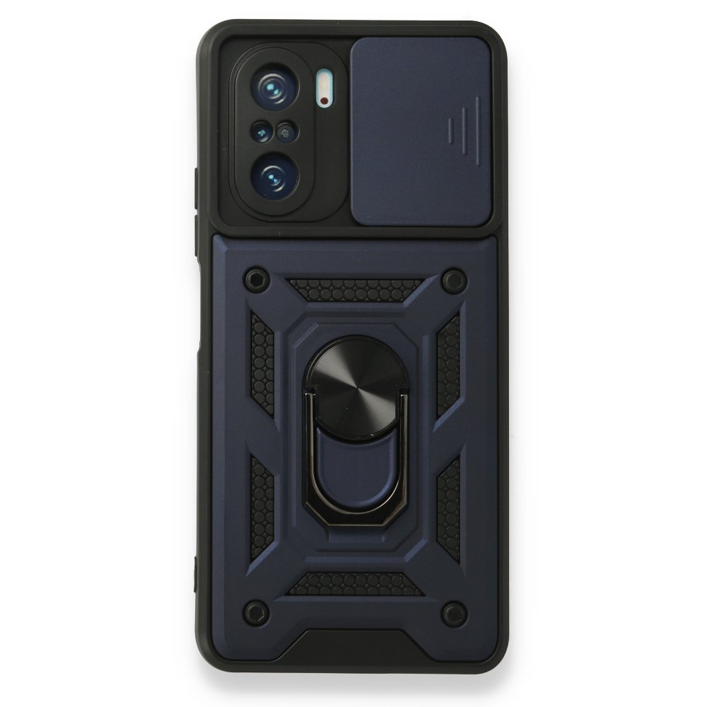 Redmi K40 Kılıf Pars Lens Yüzüklü Silikon - Lacivert