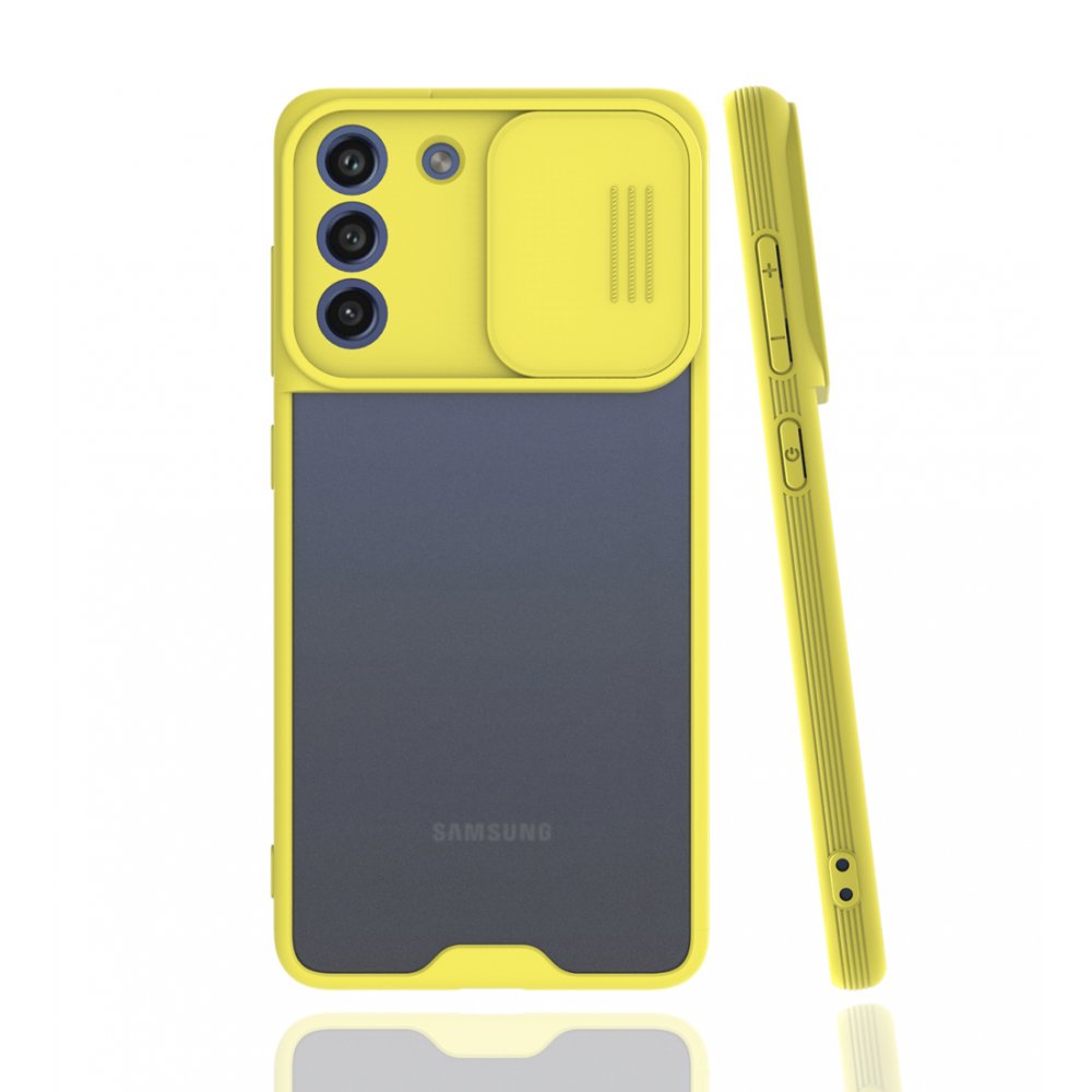  Samsung Galaxy S21 FE Kılıf Platin Kamera Koruma Silikon - Sarı