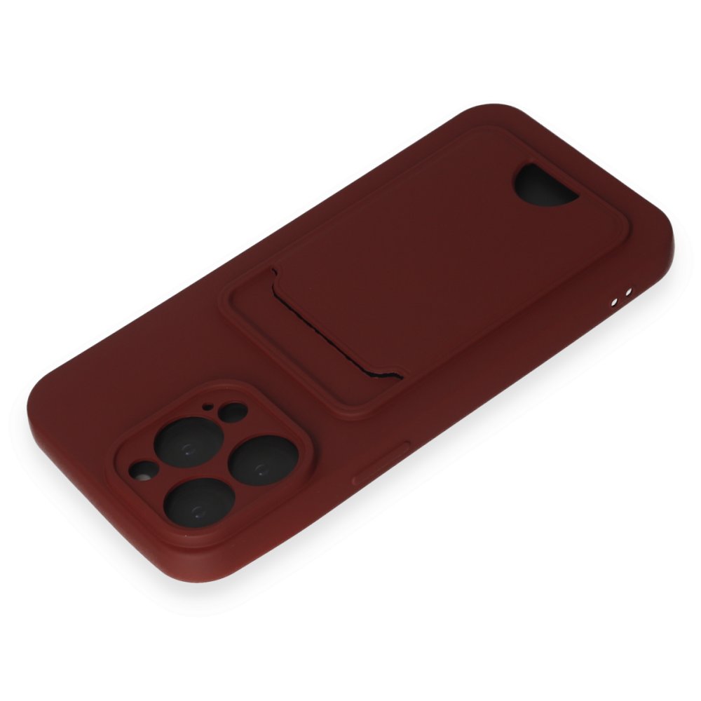  iPhone 15 Pro Kılıf Kelvin Kartvizitli Silikon - Bordo