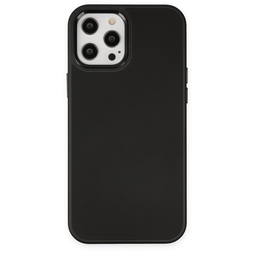  iPhone 12 Pro Max Kılıf Asya Deri Silikon - Siyah
