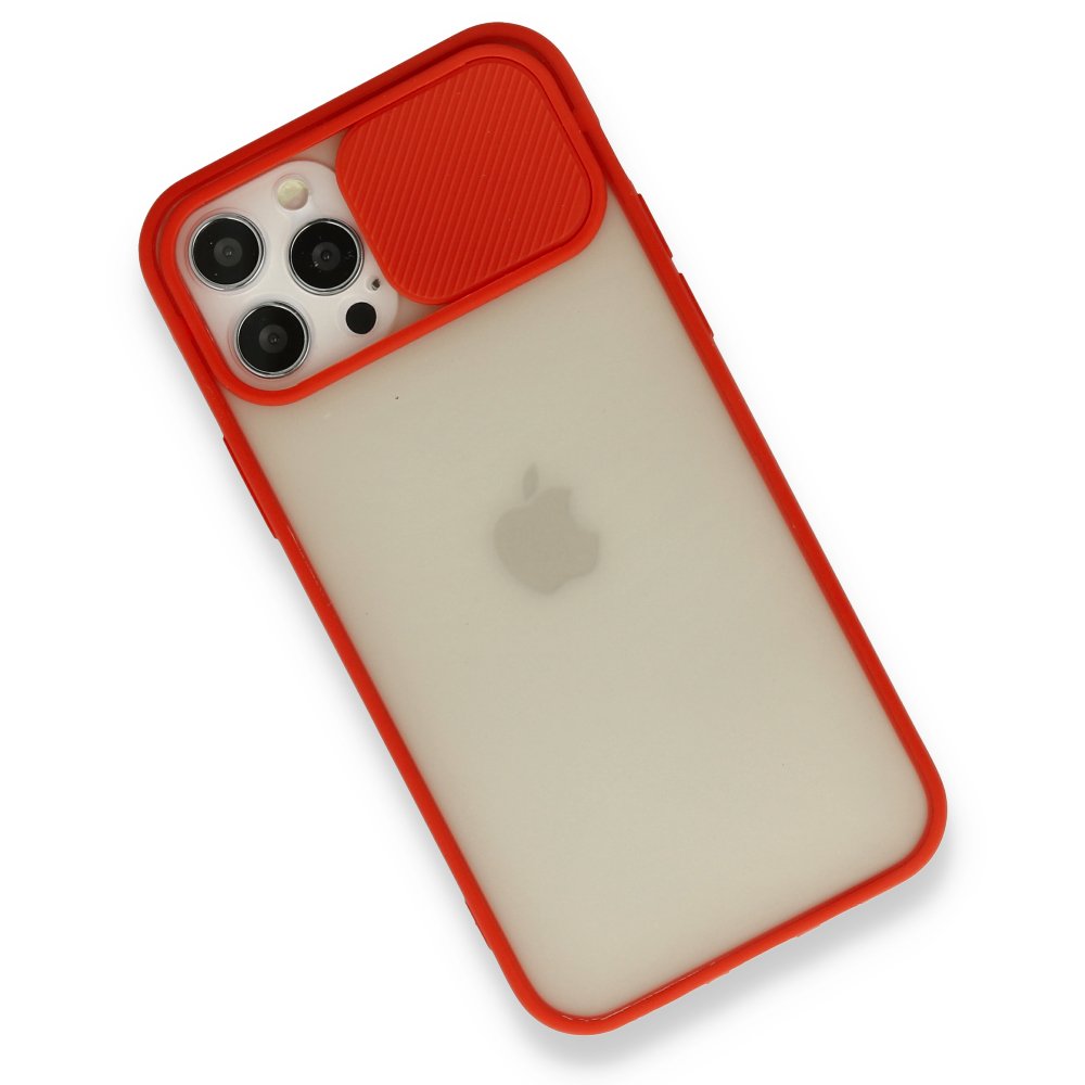  iPhone 12 Pro Kılıf Palm Buzlu Kamera Sürgülü Silikon - Kırmızı
