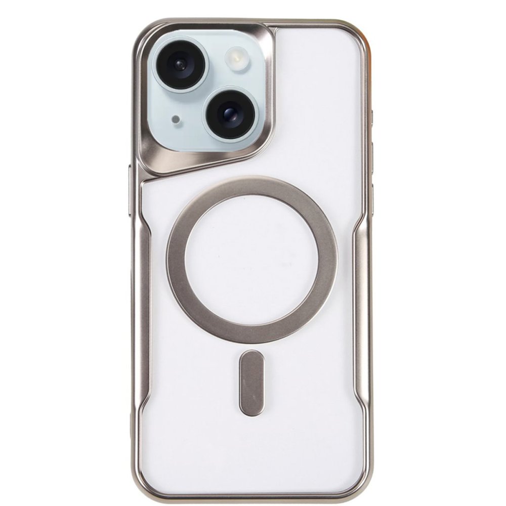  iPhone 15 Kılıf Boyi Magsafe Silikon Kapak - Gümüş