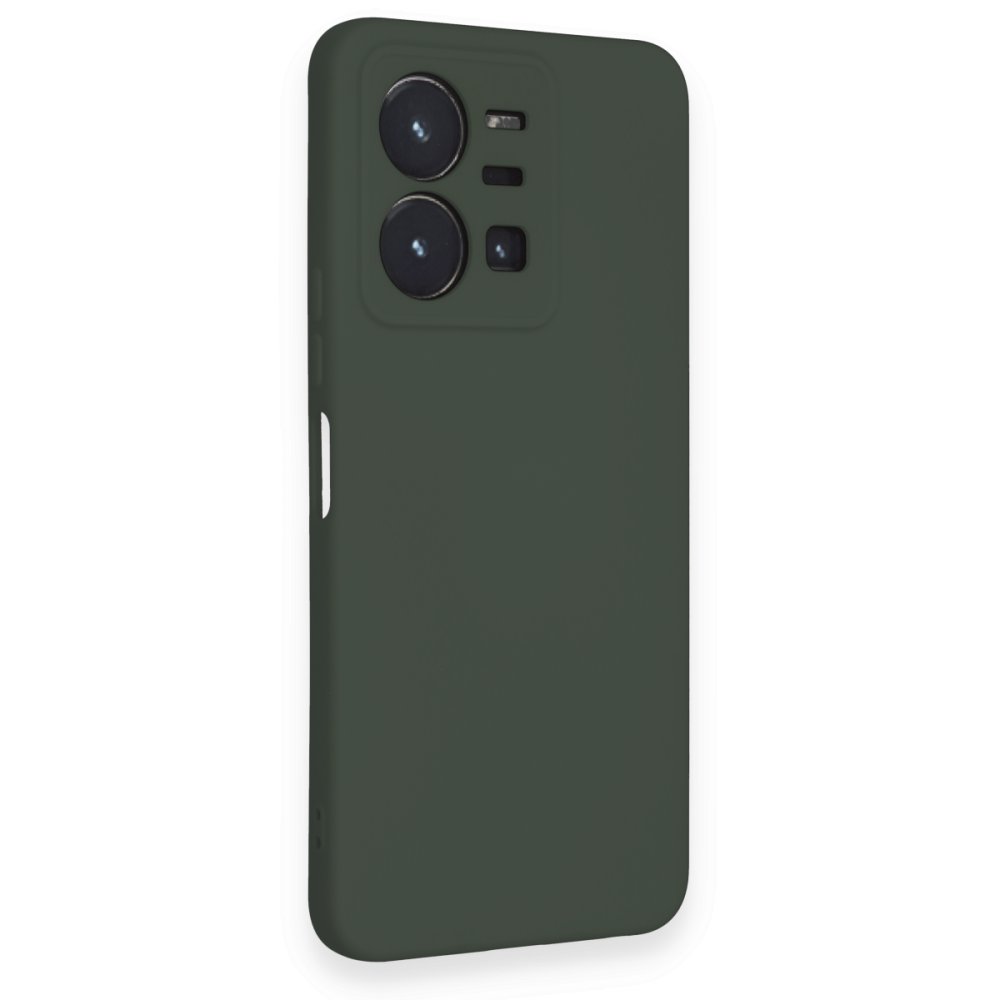  Vivo Y35 Kılıf Nano içi Kadife Silikon - Koyu Yeşil