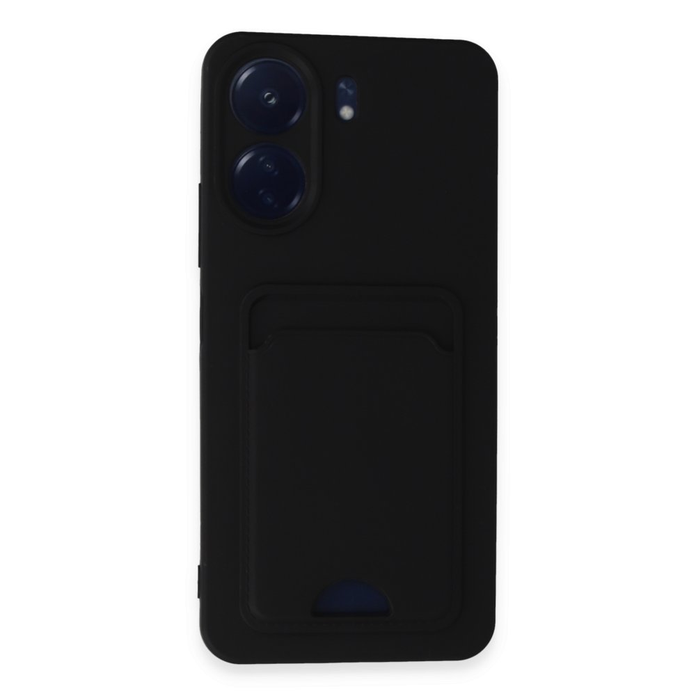  Xiaomi Poco C65 Kılıf Kelvin Kartvizitli Silikon - Siyah