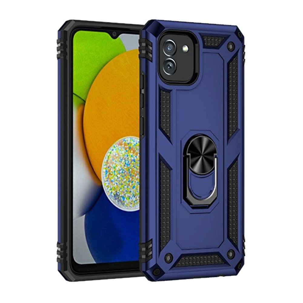  Samsung Galaxy A03 Kılıf Sofya Yüzüklü Silikon Kapak - Lacivert