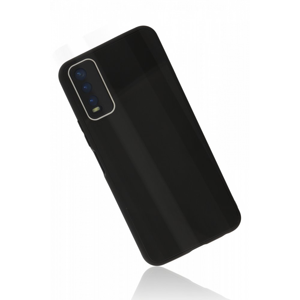  Vivo Y11S Kılıf Glass Kapak - Siyah
