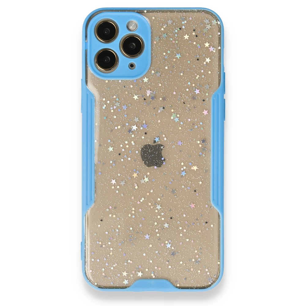  iPhone 12 Pro Kılıf Platin Simli Silikon - Mavi