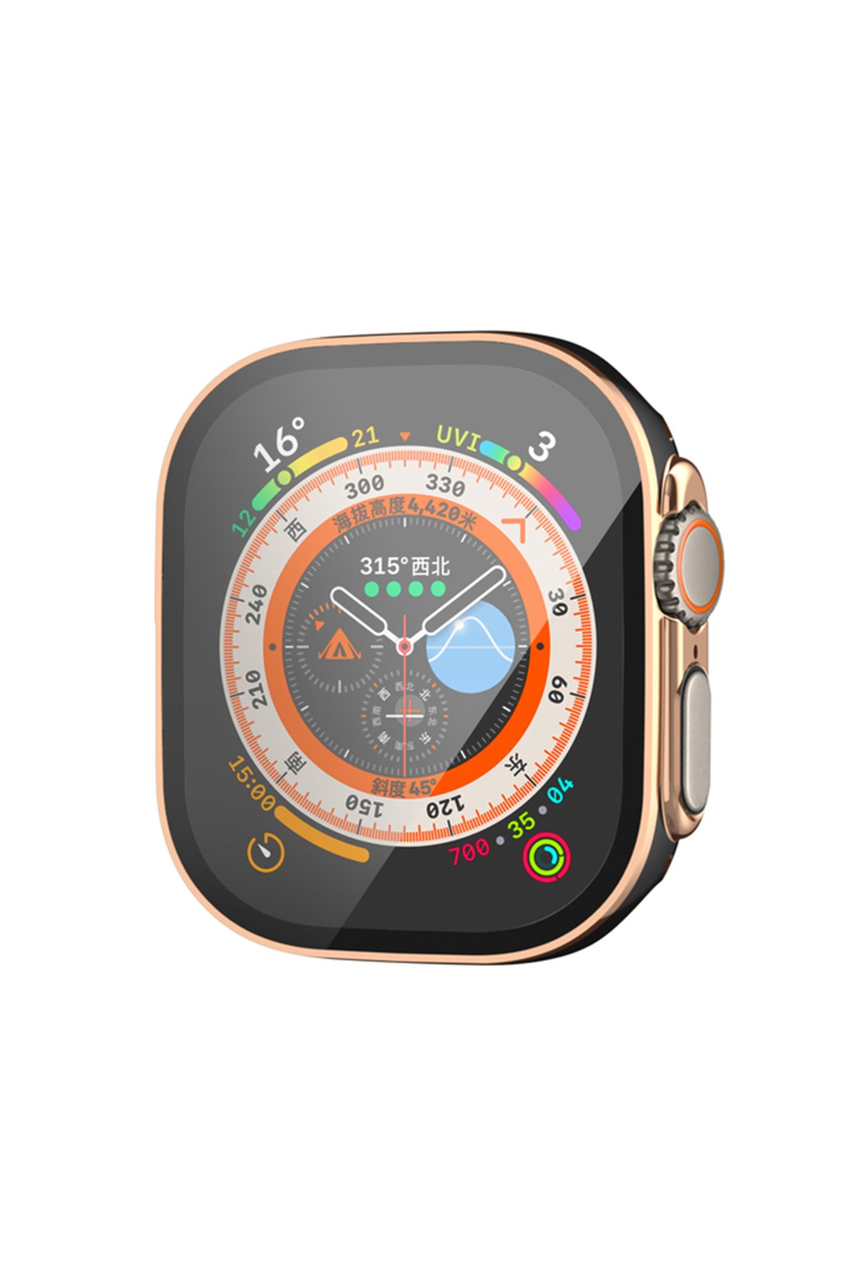  Apple Watch Ultra 49mm Legend Camlı Kasa Ekran Koruyucu - Siyah-Gold