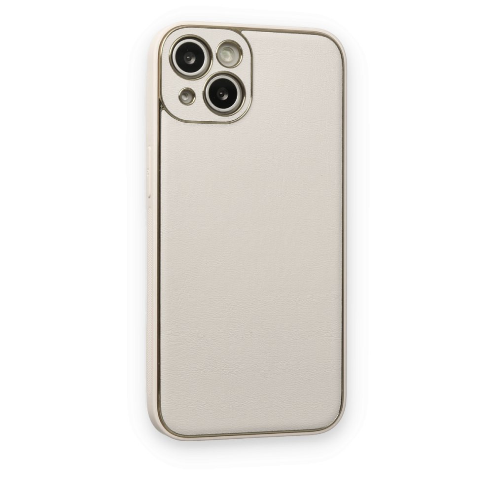 iPhone 14 Kılıf Coco Deri Silikon Kapak - Beyaz
