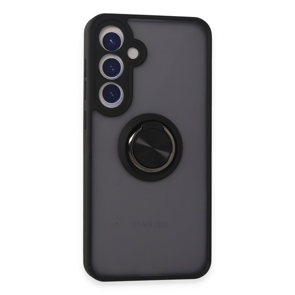  Samsung Galaxy S24 Kılıf Montreal Yüzüklü Silikon Kapak - Siyah