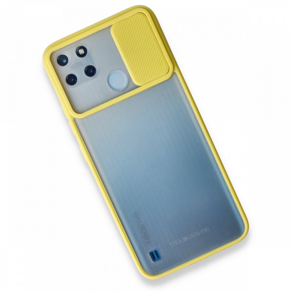 Realme C21Y Kılıf Palm Buzlu Kamera Sürgülü Silikon - Sarı Realme C21Y Kılıf Palm Buzlu Kamera Sürgülü Silikon - Sarı
