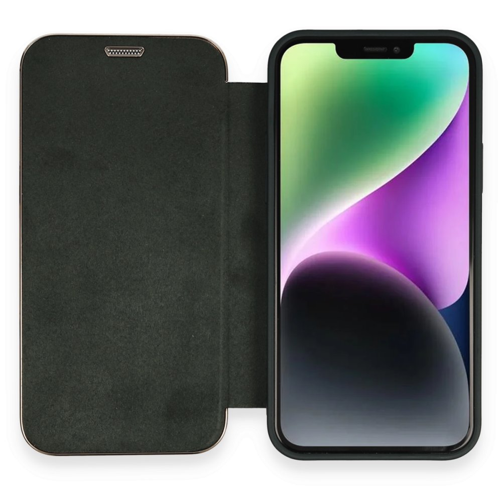  iPhone 12 Kılıf Dolpin Kapaklı - Koyu Yeşil
