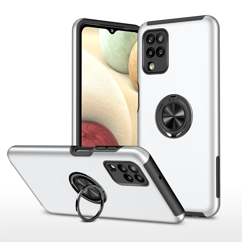 Samsung Galaxy M22 Kılıf Elit Yüzüklü Kapak - Gümüş Samsung Galaxy M22 Kılıf Elit Yüzüklü Kapak - Gümüş