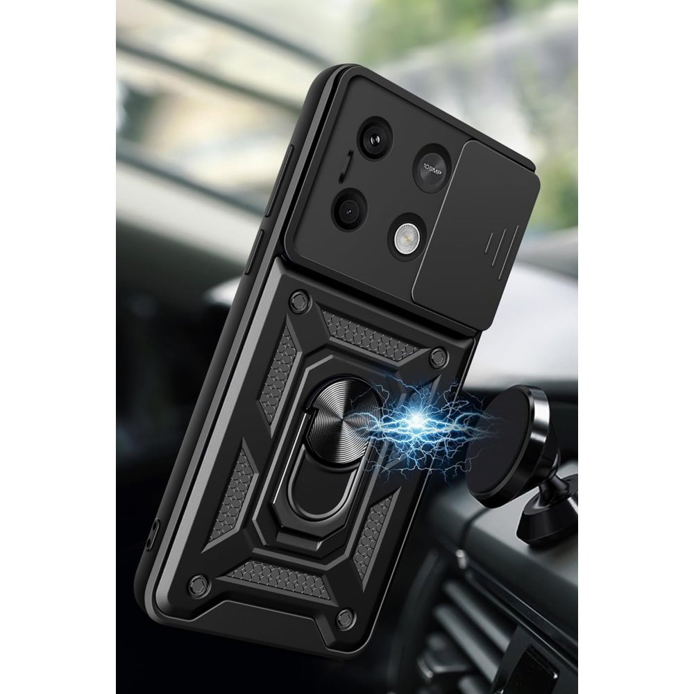  Xiaomi Poco M6 Pro 4G Kılıf Pars Lens Yüzüklü Silikon - Kırmızı