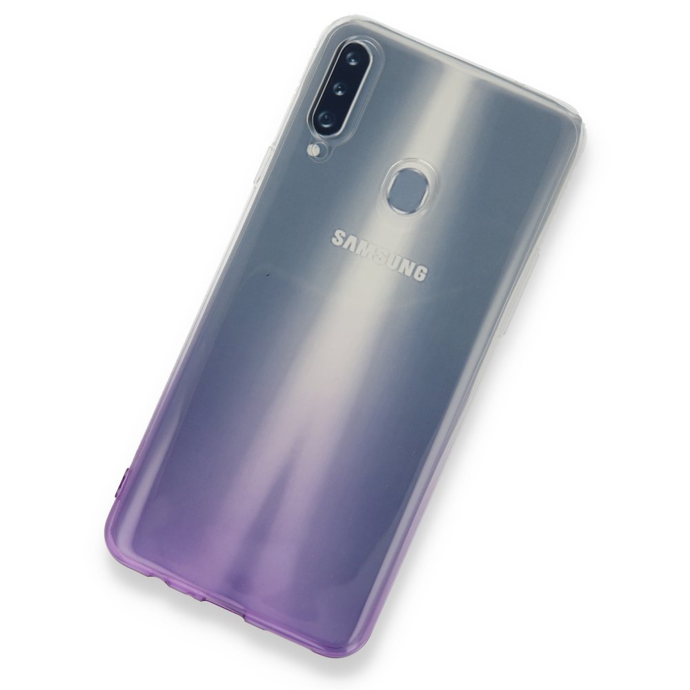  Samsung Galaxy A20S Kılıf Lüx Çift Renkli Silikon - Mor