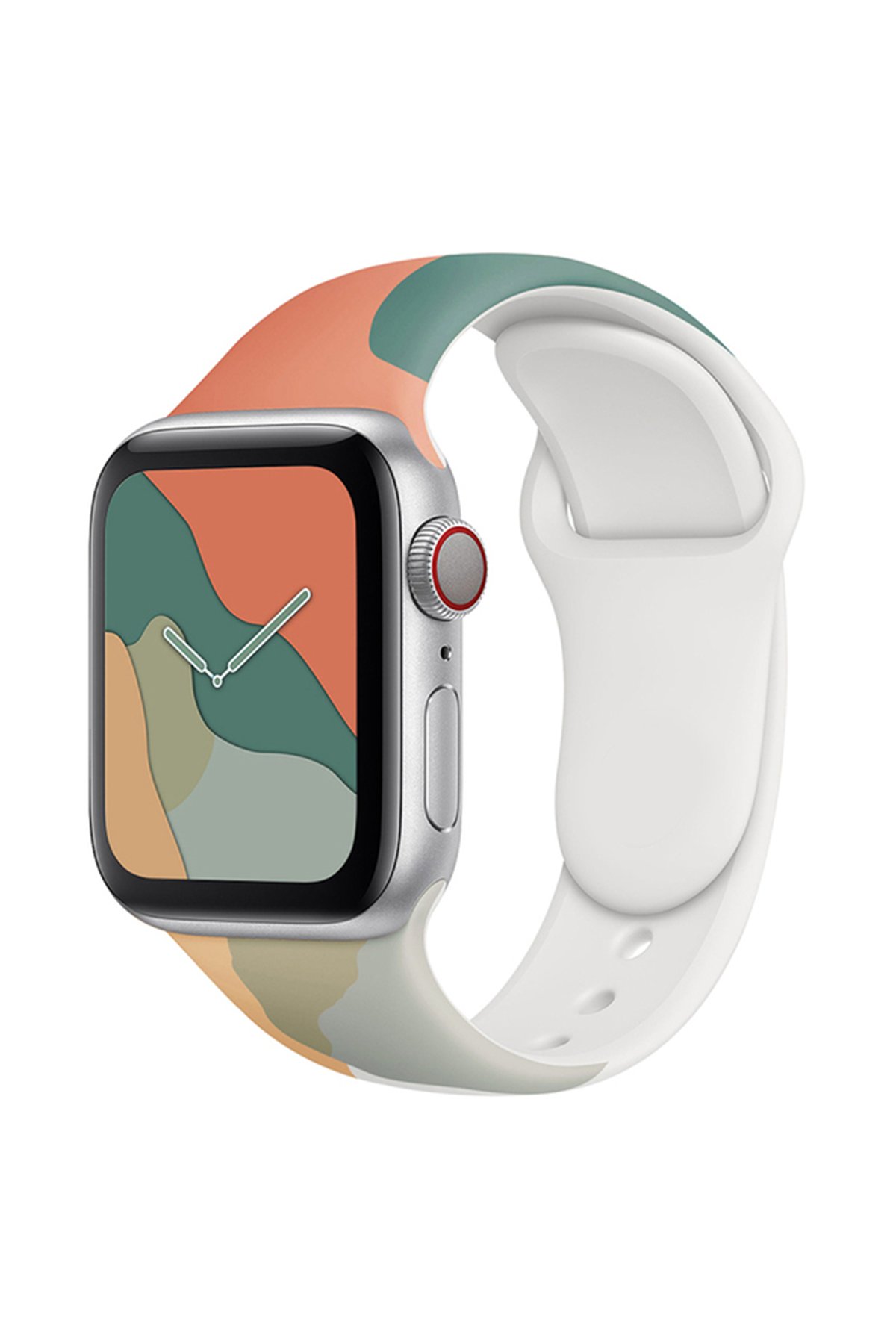 Apple Watch 38mm KR407 Kamuflaj Silikon Kordon - Desen 1 Apple Watch 38mm KR407 Kamuflaj Silikon Kordon - Desen 1