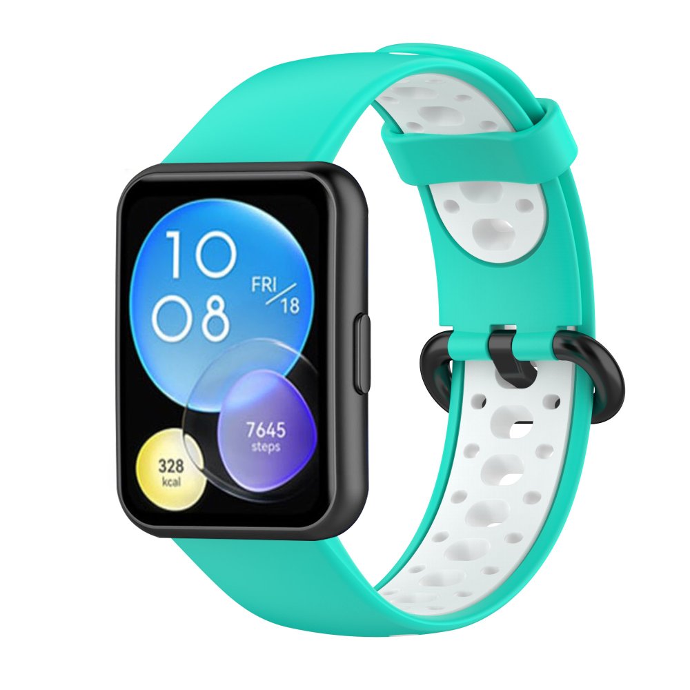  Huawei Watch Fit 2 Spor Delikli Kordon - Turkuaz-Beyaz