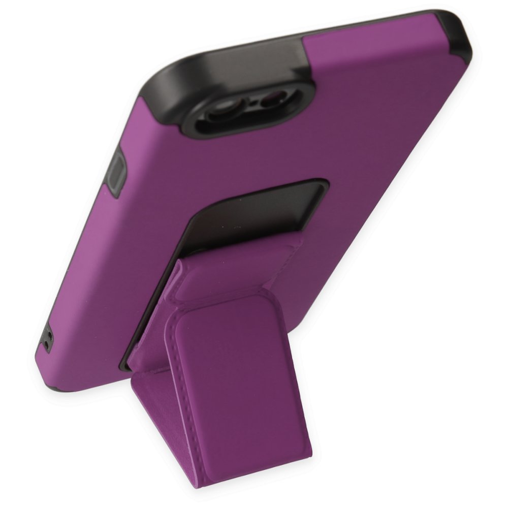 iPhone 6 Kılıf Mega Standlı Silikon - Mor  iPhone 6 Kılıf Mega Standlı Silikon - Mor