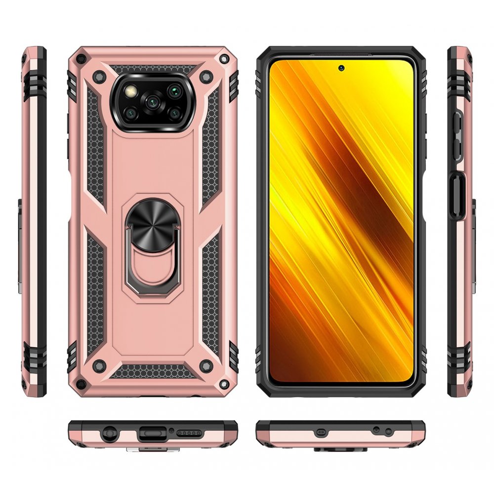  Xiaomi Pocophone X3 Kılıf Sofya Yüzüklü Silikon Kapak - Rose