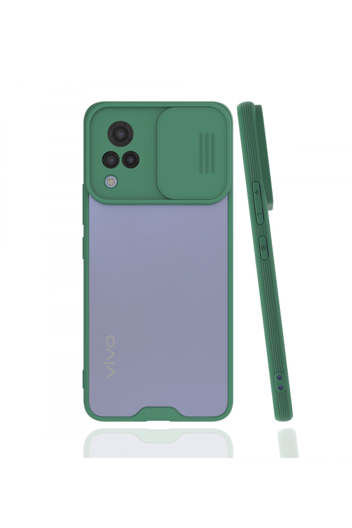  Vivo V21 Kılıf Platin Kamera Koruma Silikon - Yeşil