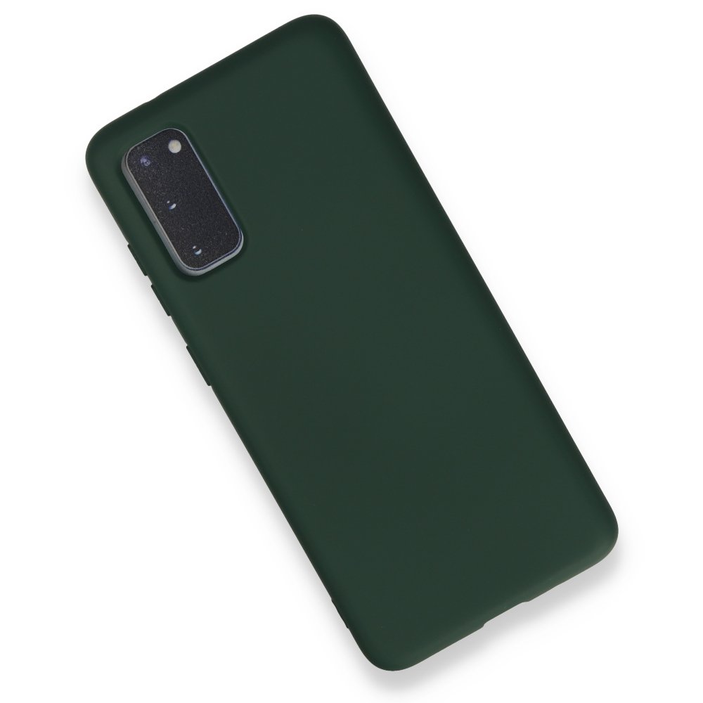  Samsung Galaxy S20 Kılıf Nano içi Kadife Silikon - Koyu Yeşil