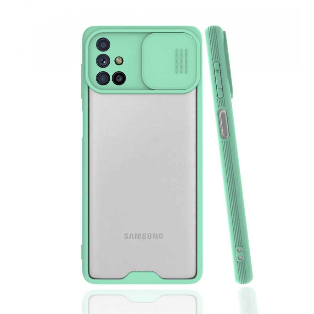  Samsung Galaxy M31S Kılıf Platin Kamera Koruma Silikon - Açık Yeşil