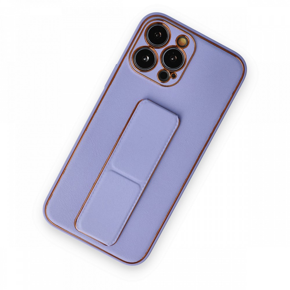  iPhone 13 Pro Kılıf Coco Deri Standlı Kapak - Koyu Lila