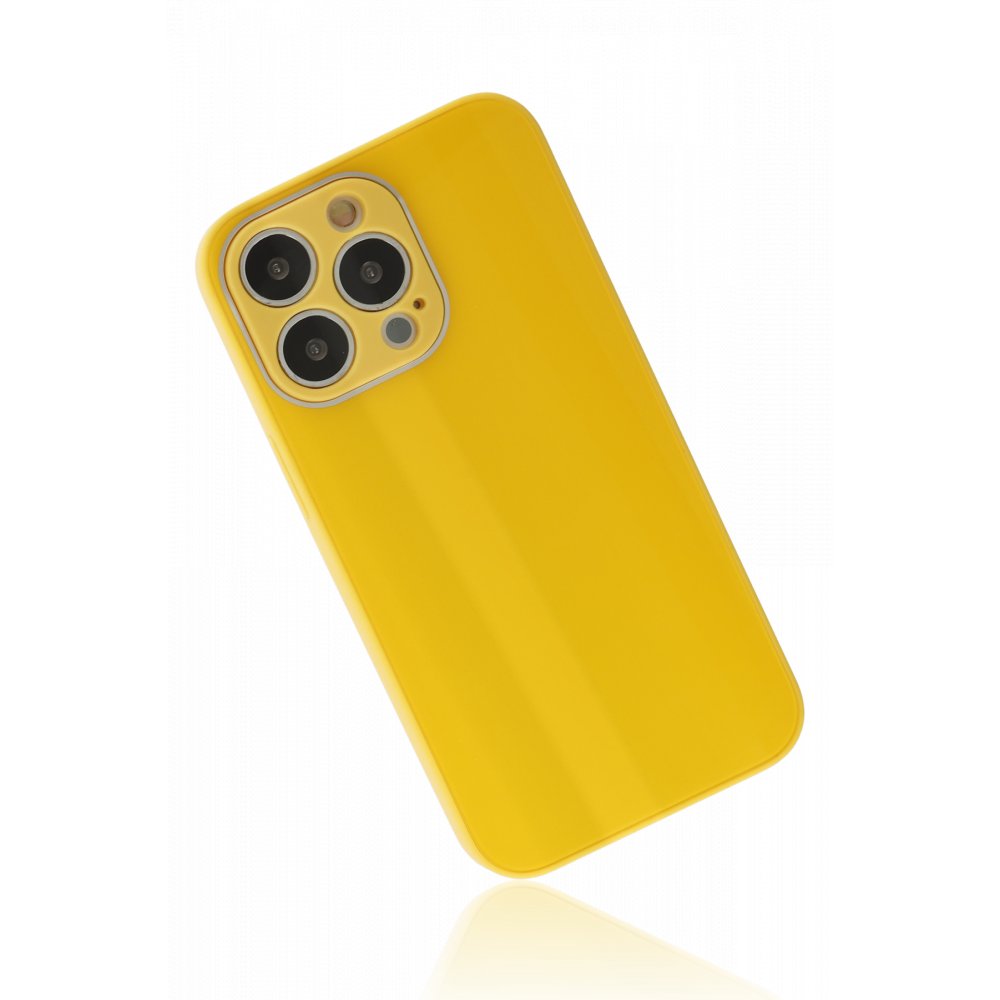 iPhone 13 Pro Kılıf Glass Kapak - Sarı iPhone 13 Pro Kılıf Glass Kapak - Sarı