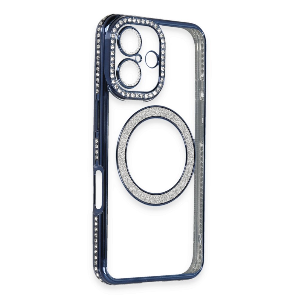 iPhone 16 Plus Kılıf Joke Simli Magneticsafe Kılıf - Lacivert  iPhone 16 Plus Kılıf Joke Simli Magneticsafe Kılıf - Lacivert