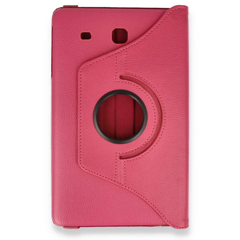  Samsung Galaxy T560 Tab E 9.7 Kılıf 360 Tablet Deri Kılıf - Pembe