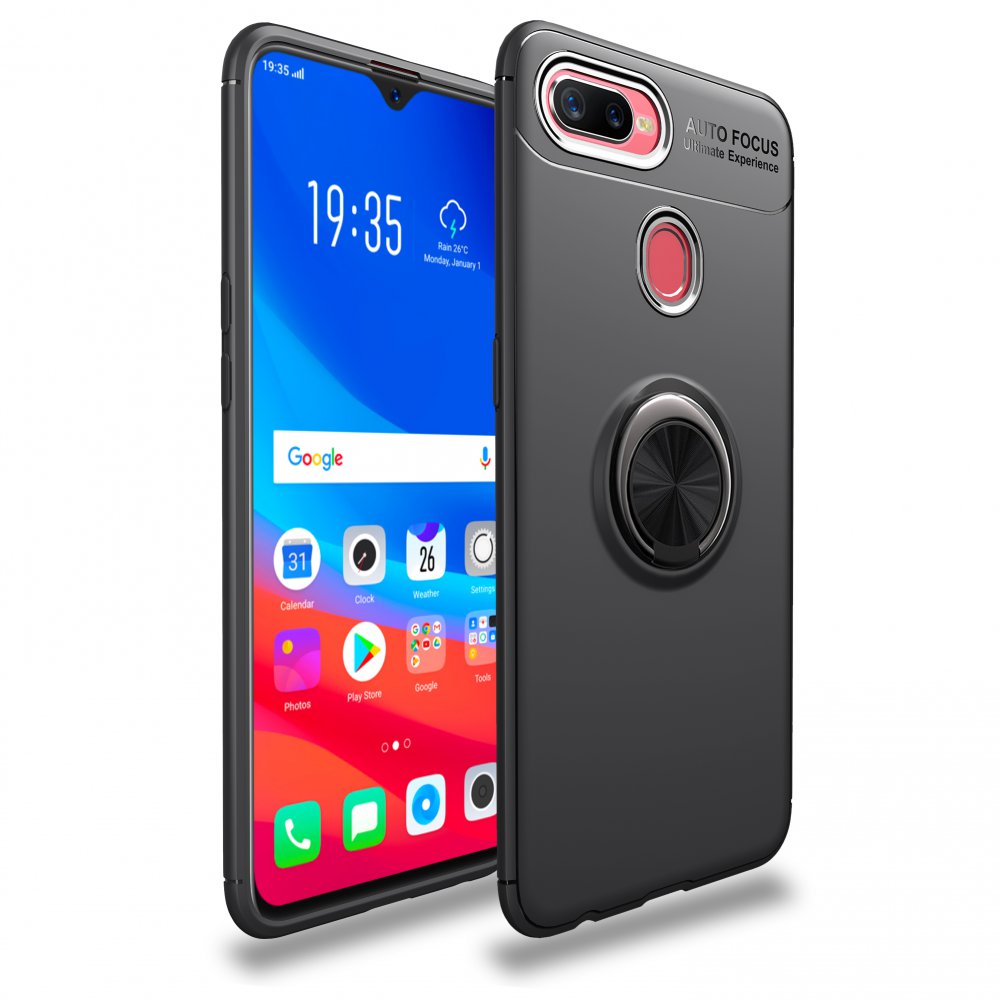  Oppo A12 Kılıf Range Yüzüklü Silikon - Siyah