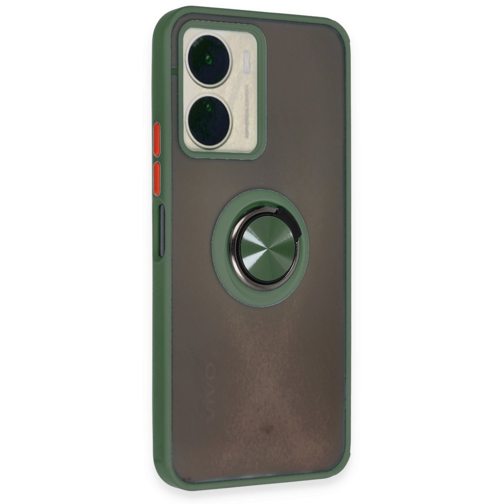 Vivo Y16 Kılıf Montreal Yüzüklü Silikon Kapak - Yeşil Vivo Y16 Kılıf Montreal Yüzüklü Silikon Kapak - Yeşil