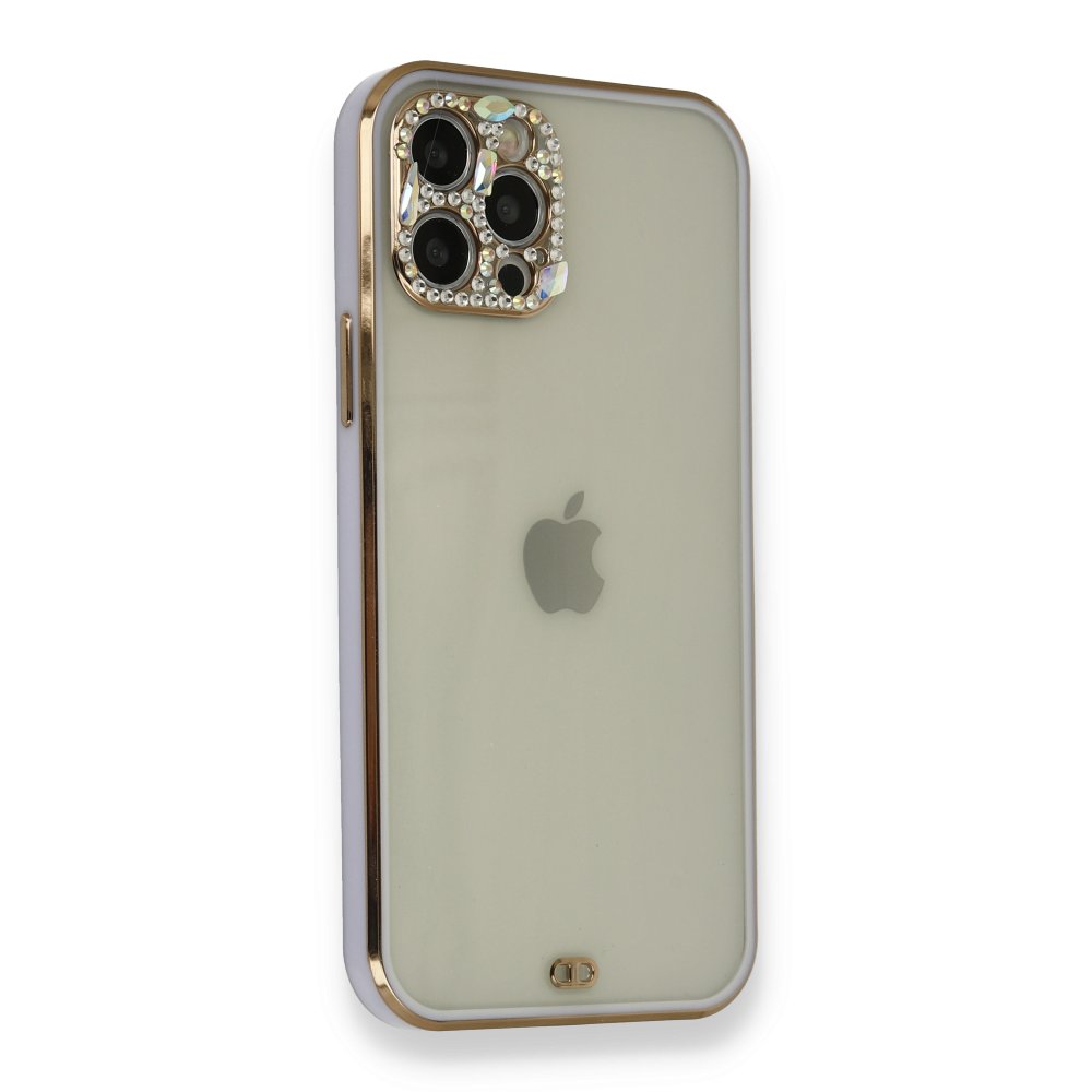 iPhone 12 Pro Kılıf Liva Taşlı Silikon - Mor iPhone 12 Pro Kılıf Liva Taşlı Silikon - Mor