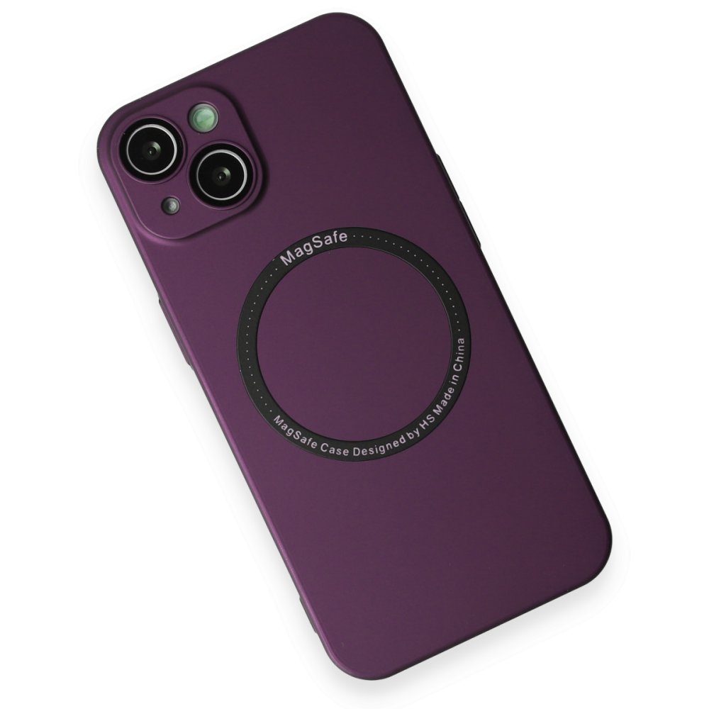  iPhone 14 Kılıf Jack Magneticsafe Lens Silikon - Mürdüm