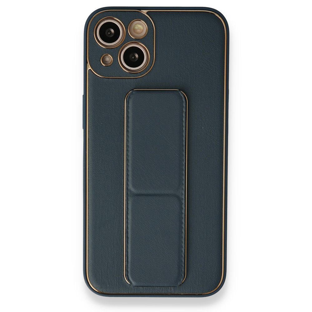 iPhone 13 Kılıf Coco Deri Standlı Kapak - Mavi  iPhone 13 Kılıf Coco Deri Standlı Kapak - Mavi