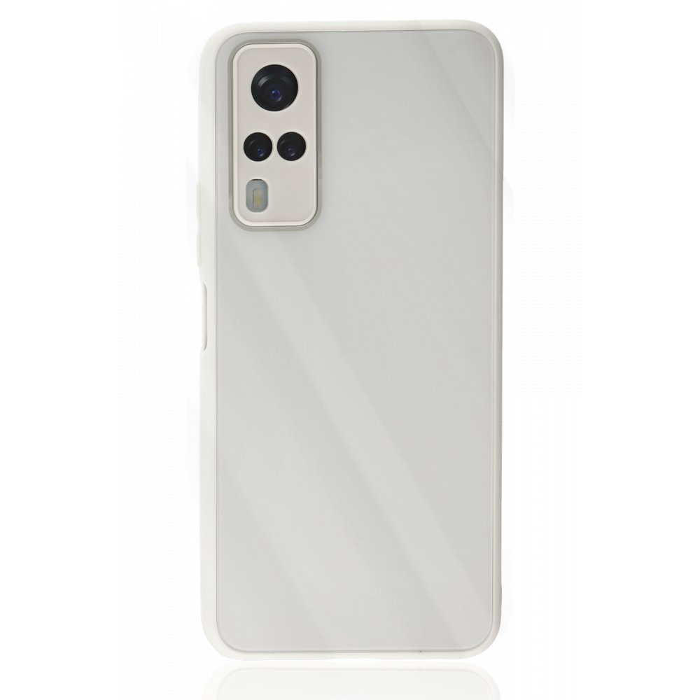  Vivo Y53S Kılıf Glass Kapak - Beyaz