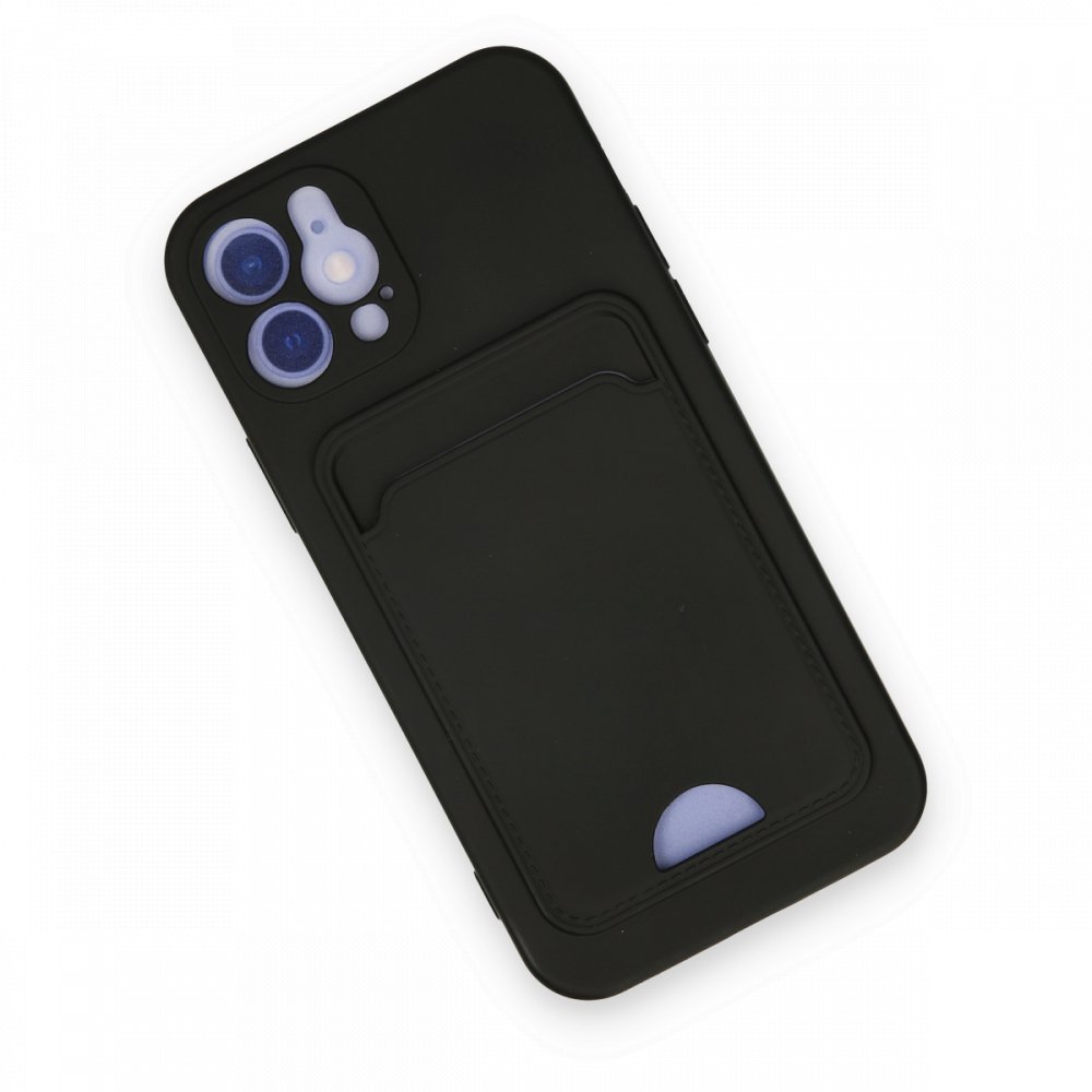  iPhone 12 Kılıf Kelvin Kartvizitli Silikon - Siyah