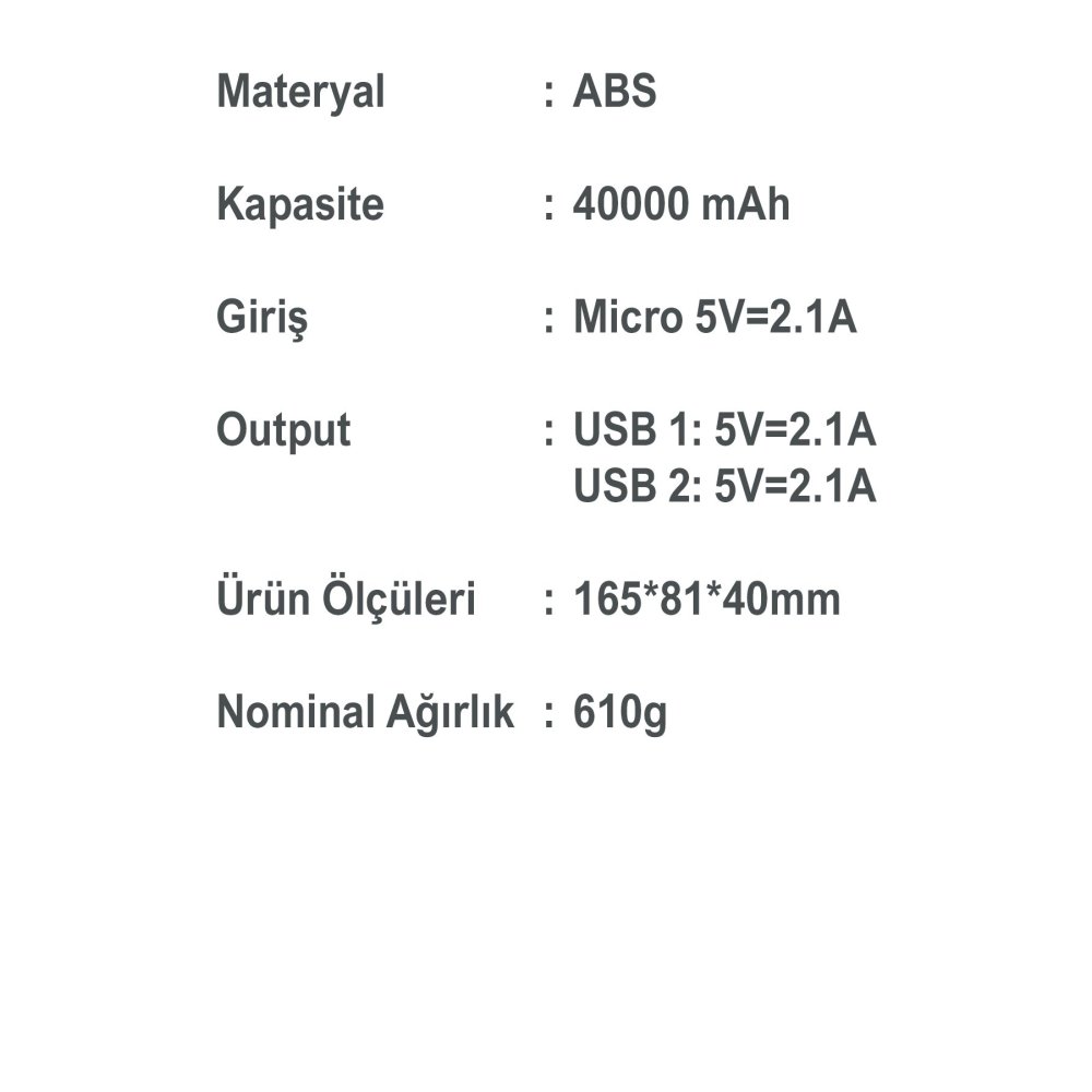  NF240 40.000 mAh Powerbank - Beyaz