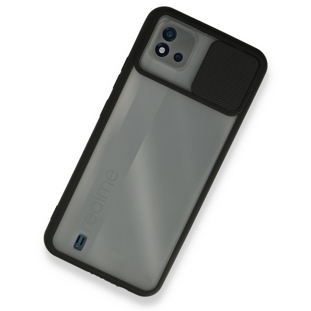 Realme C11 2021 Kılıf Palm Buzlu Kamera Sürgülü Silikon - Siyah  Realme C11 2021 Kılıf Palm Buzlu Kamera Sürgülü Silikon - Siyah