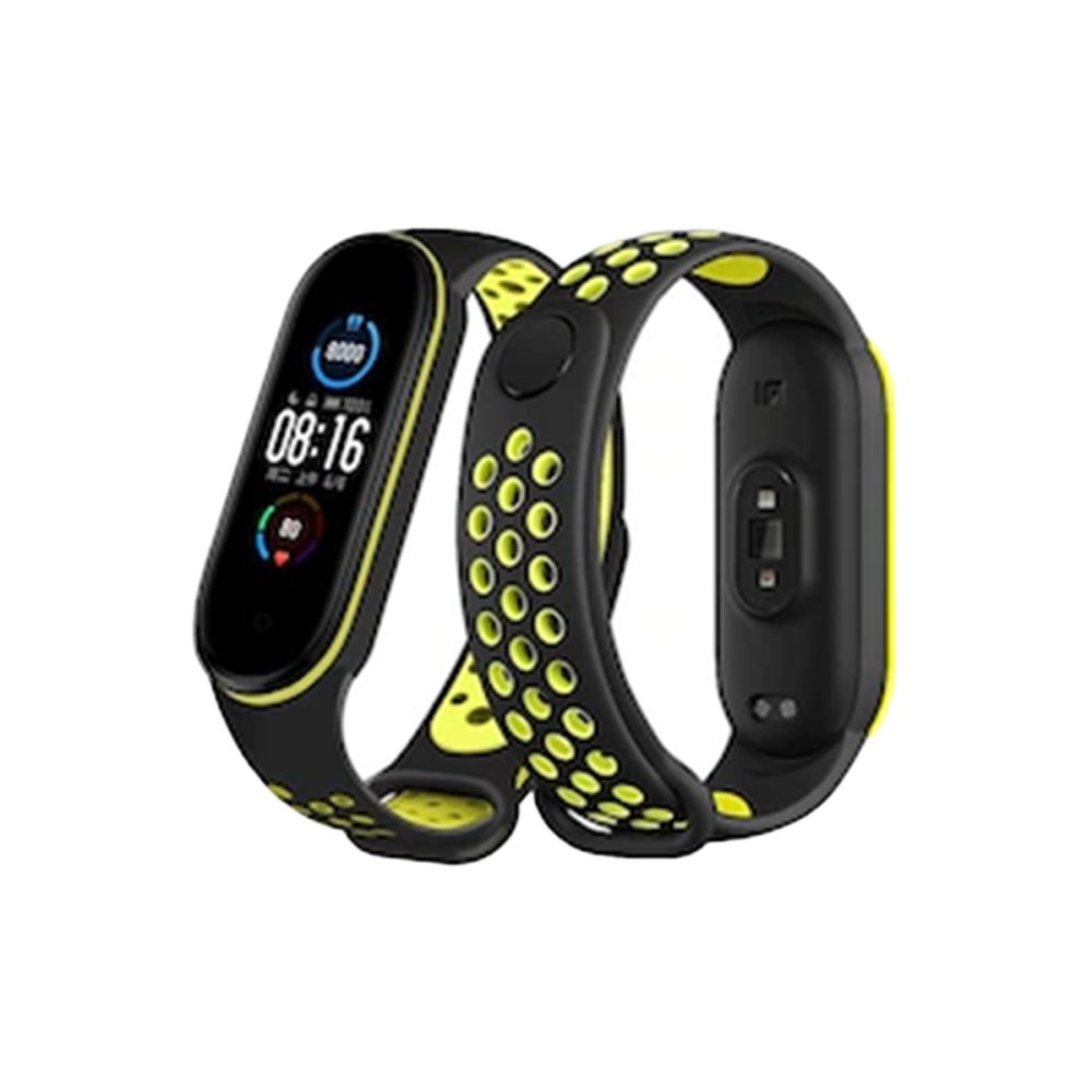  Xiaomi Mi Band 3 Spor Delikli Kordon - Siyah-Yeşil