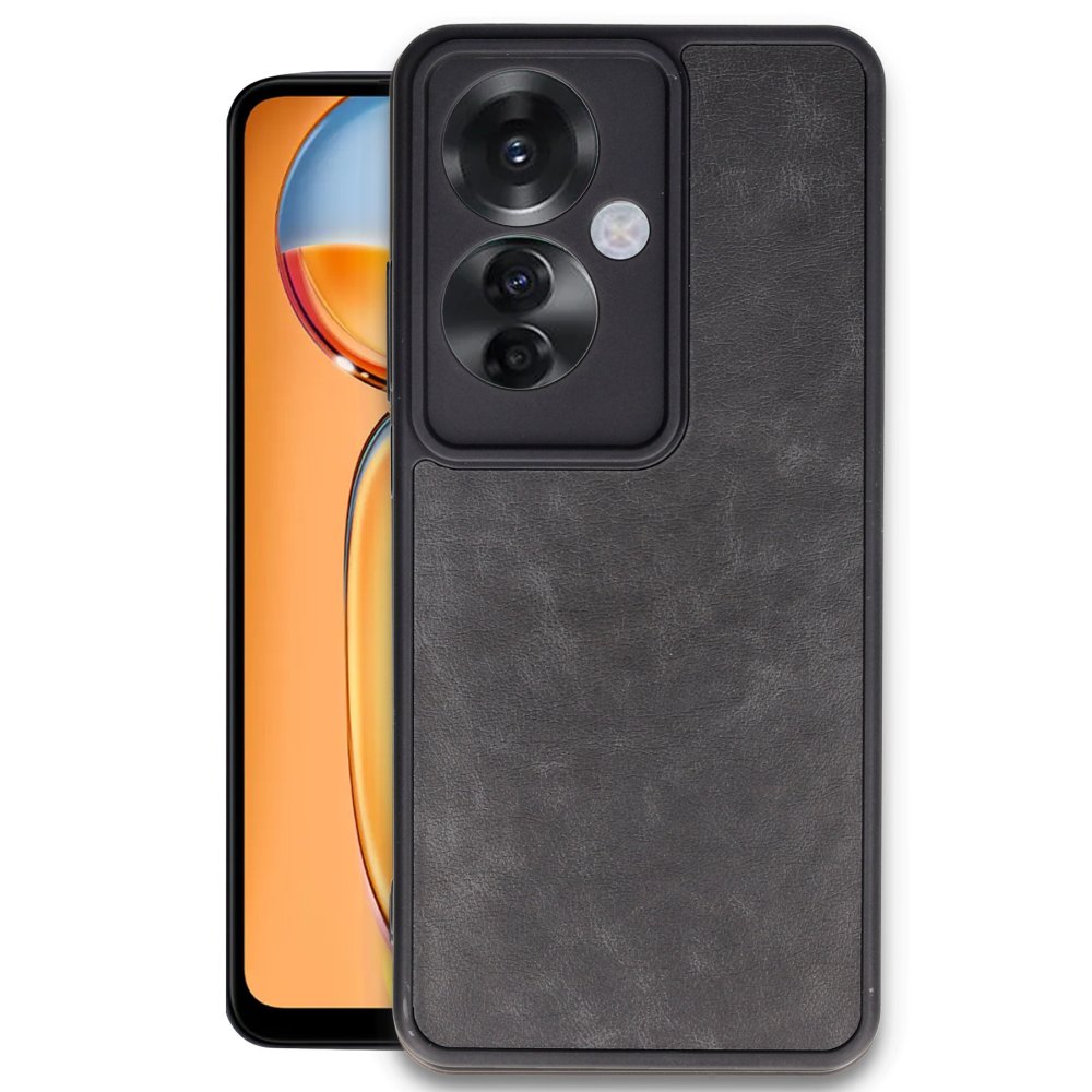 Oppo Reno 11F Kılıf Aras Deri Kapak - Siyah Oppo Reno 11F Kılıf Aras Deri Kapak - Siyah
