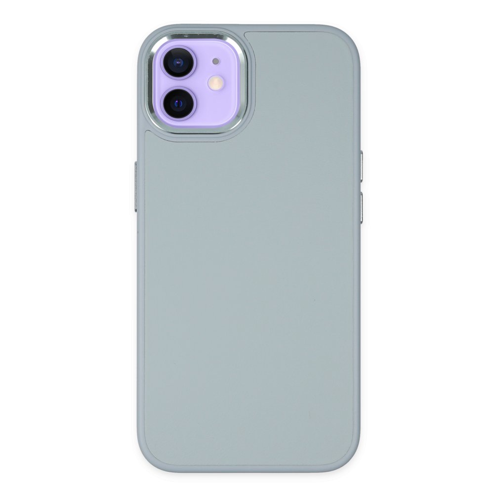  iPhone 12 Kılıf Asya Deri Silikon - Sierra Blue