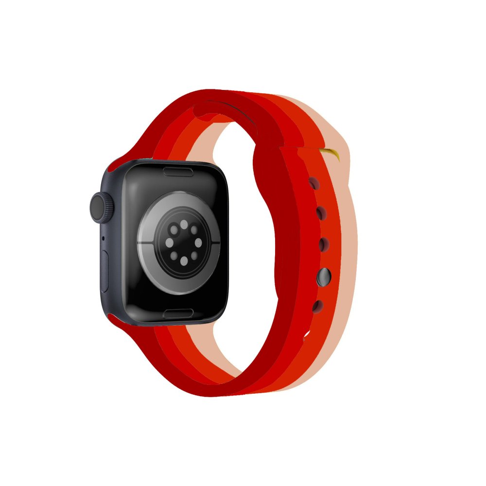  Apple Watch 41mm Gökkuşağı Org Kordon - Bordo-Krem
