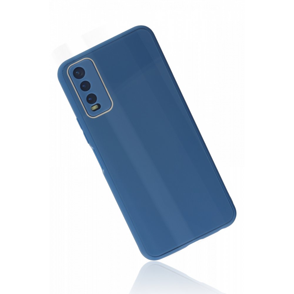  Vivo Y11S Kılıf Glass Kapak - Mavi