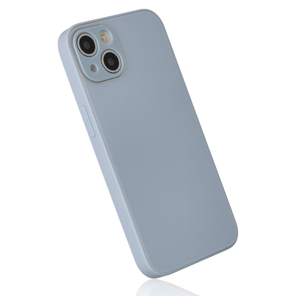 iPhone 14 Plus Kılıf Glass Kapak - Sky Blue  iPhone 14 Plus Kılıf Glass Kapak - Sky Blue